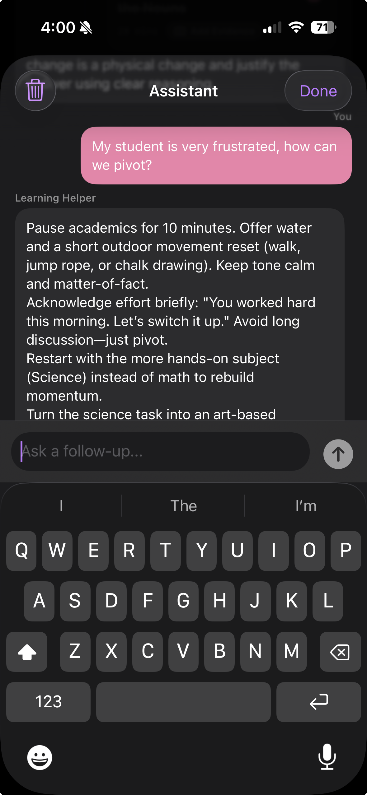 Homeschool teaching assistant inside LMNOP